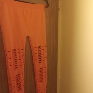 Brand New Open Stitch Leggings.color pink and peach blend.